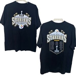 Reebok Pittsburgh Steelers Super Bowl 45 Double Sided T-shirt with Roster XL
